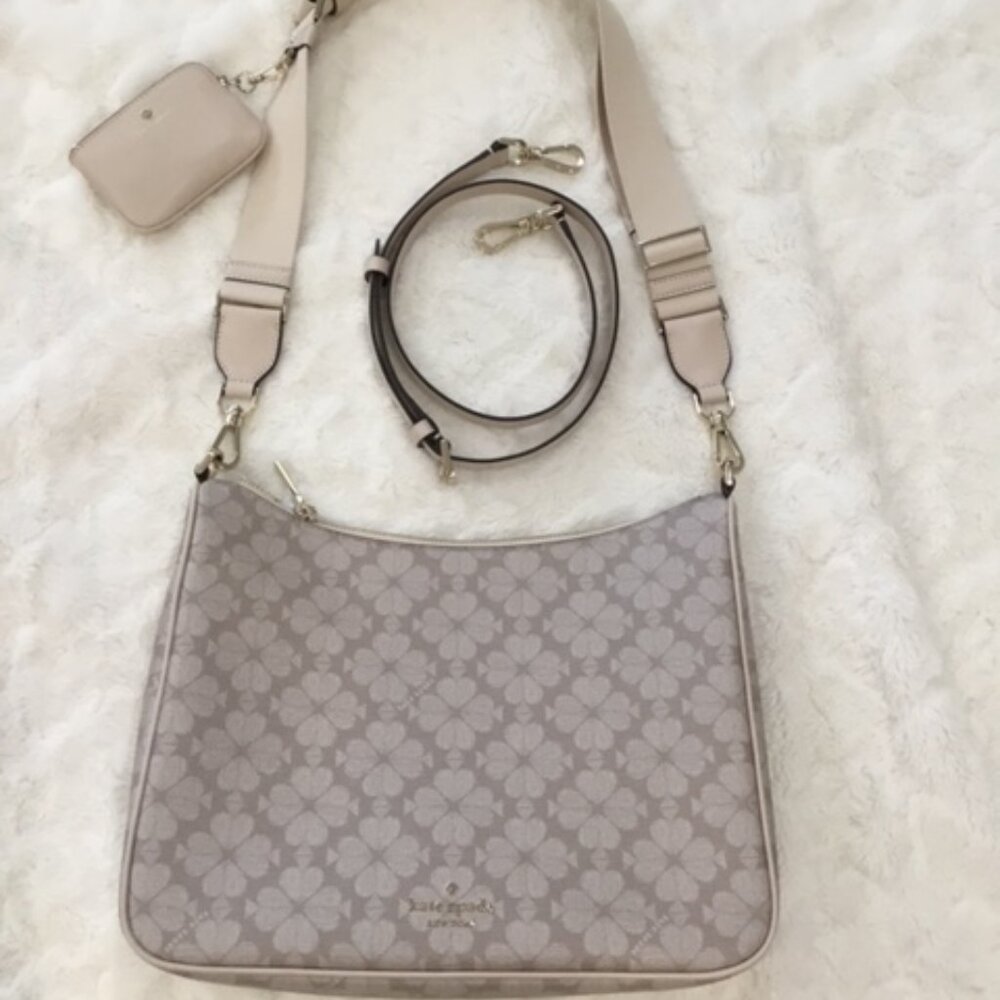 NWT Kate Spade shoulder crossbody bag flower in dark beige